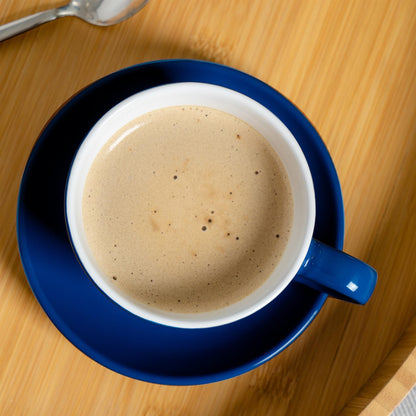 250ml Navy Cappuccino Cups &amp; Saucers - Pack of Six