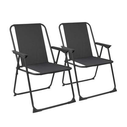 Black Folding Metal Beach Chairs - Pack of Two