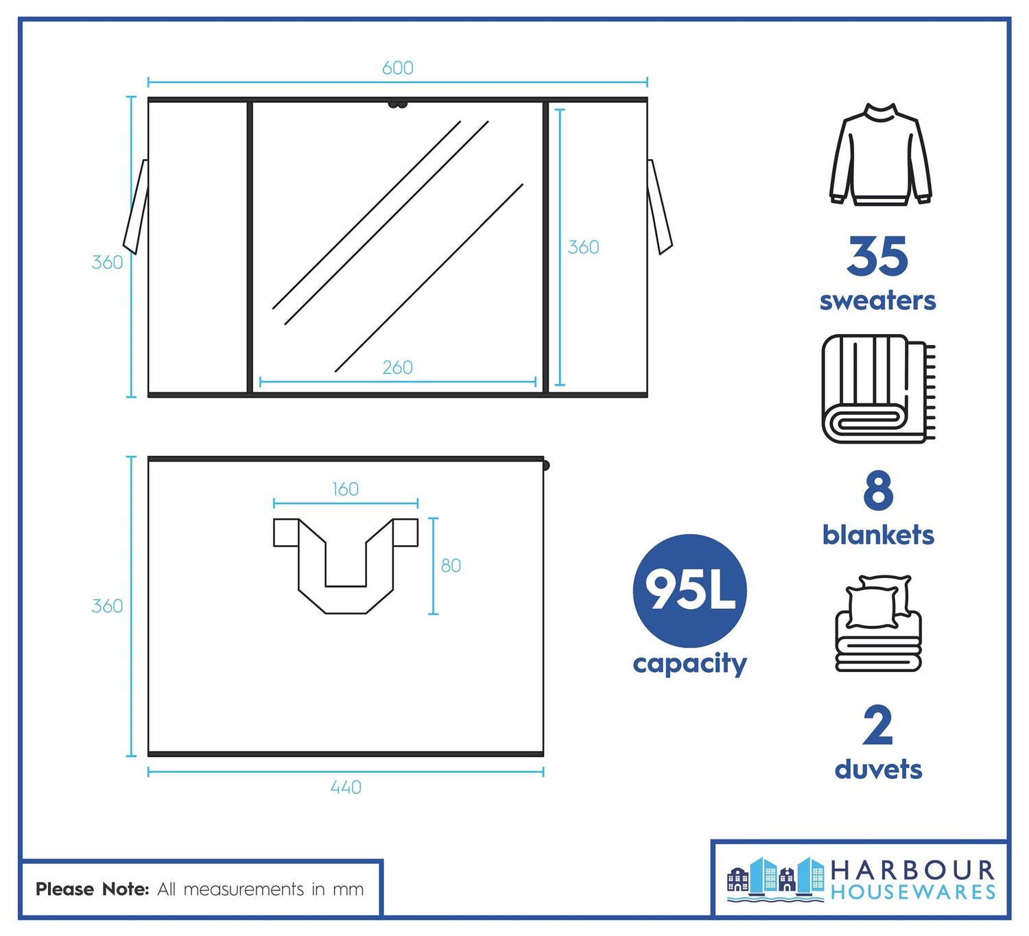 95 Litre Clothes Storage Bags with Lid - Grey - Pack of 5