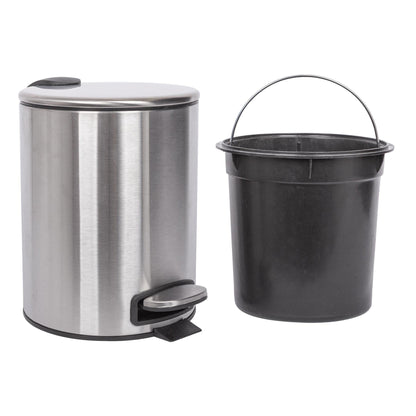 5L Round Brushed Stainless Steel Pedal Bin