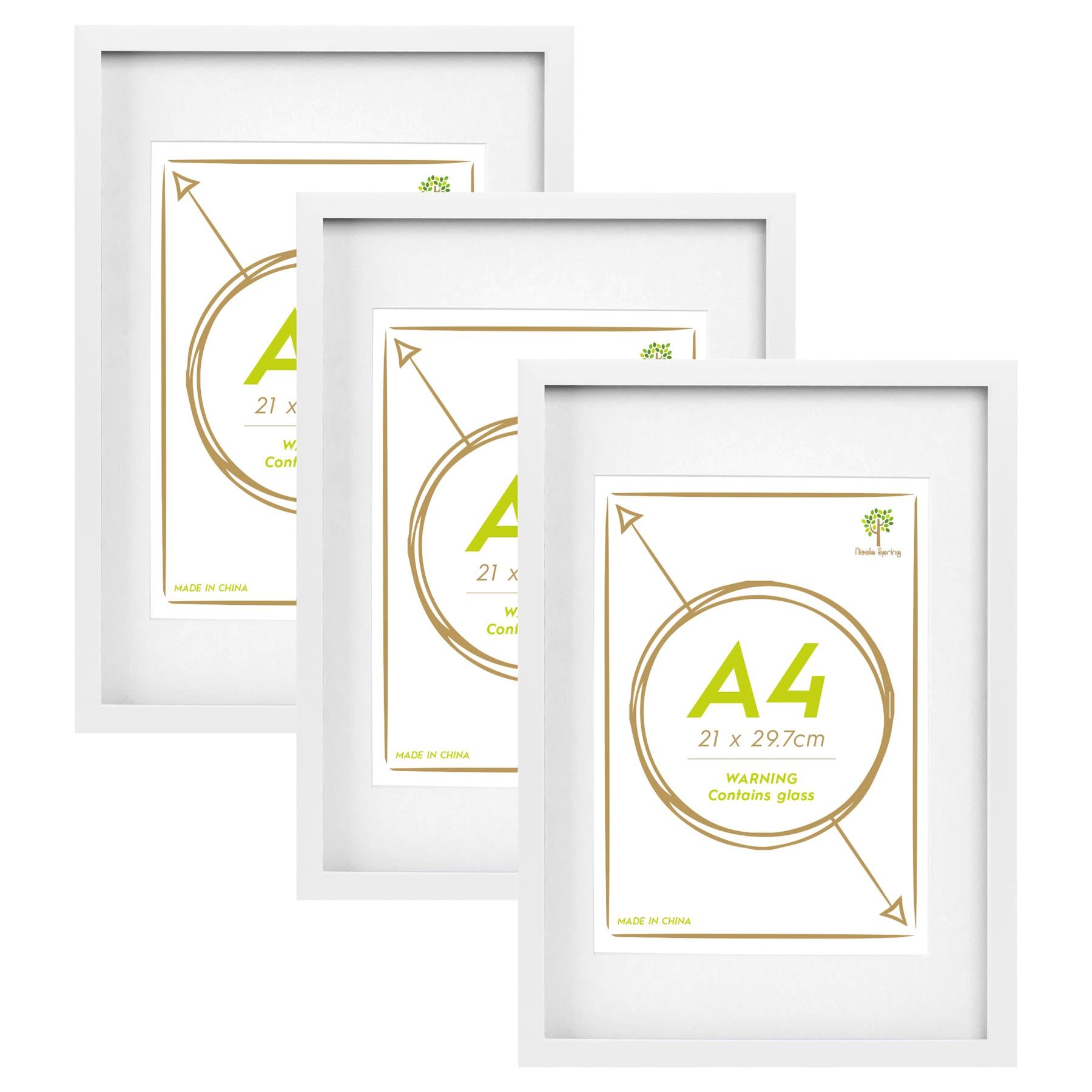 A3 (12" x 17") Photo Frames with A4 Mounts - White - Pack of 3
