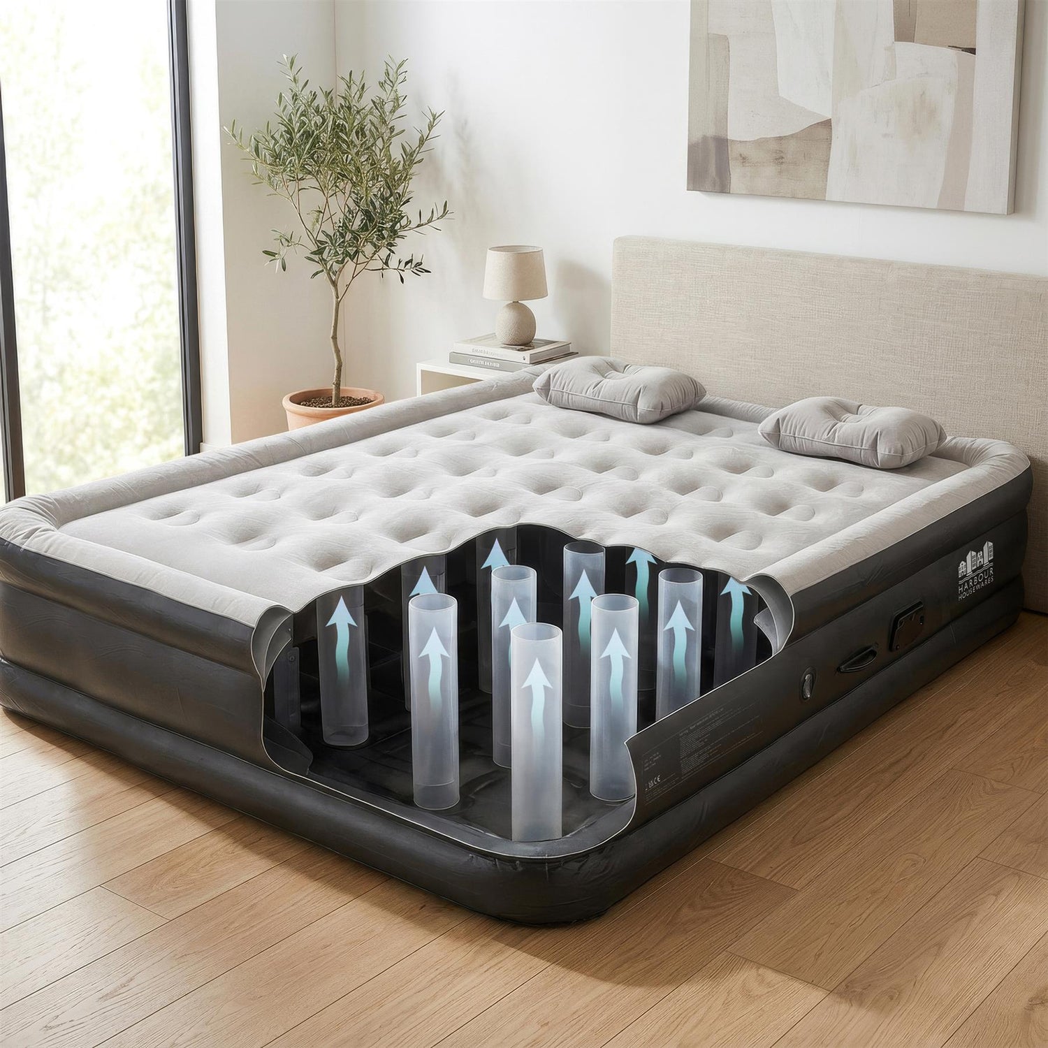 King Airbed with Removable Electric Pump - Black/Grey
