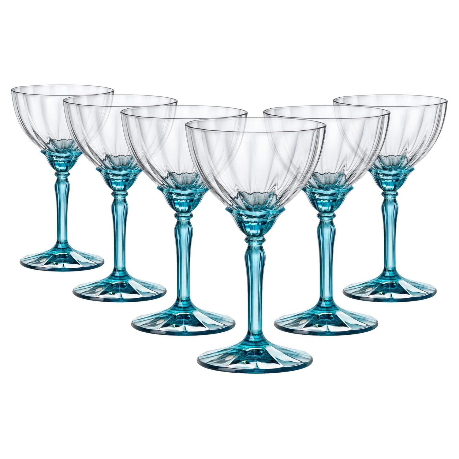 240ml Blue Florian Champagne Saucers - Pack of Six