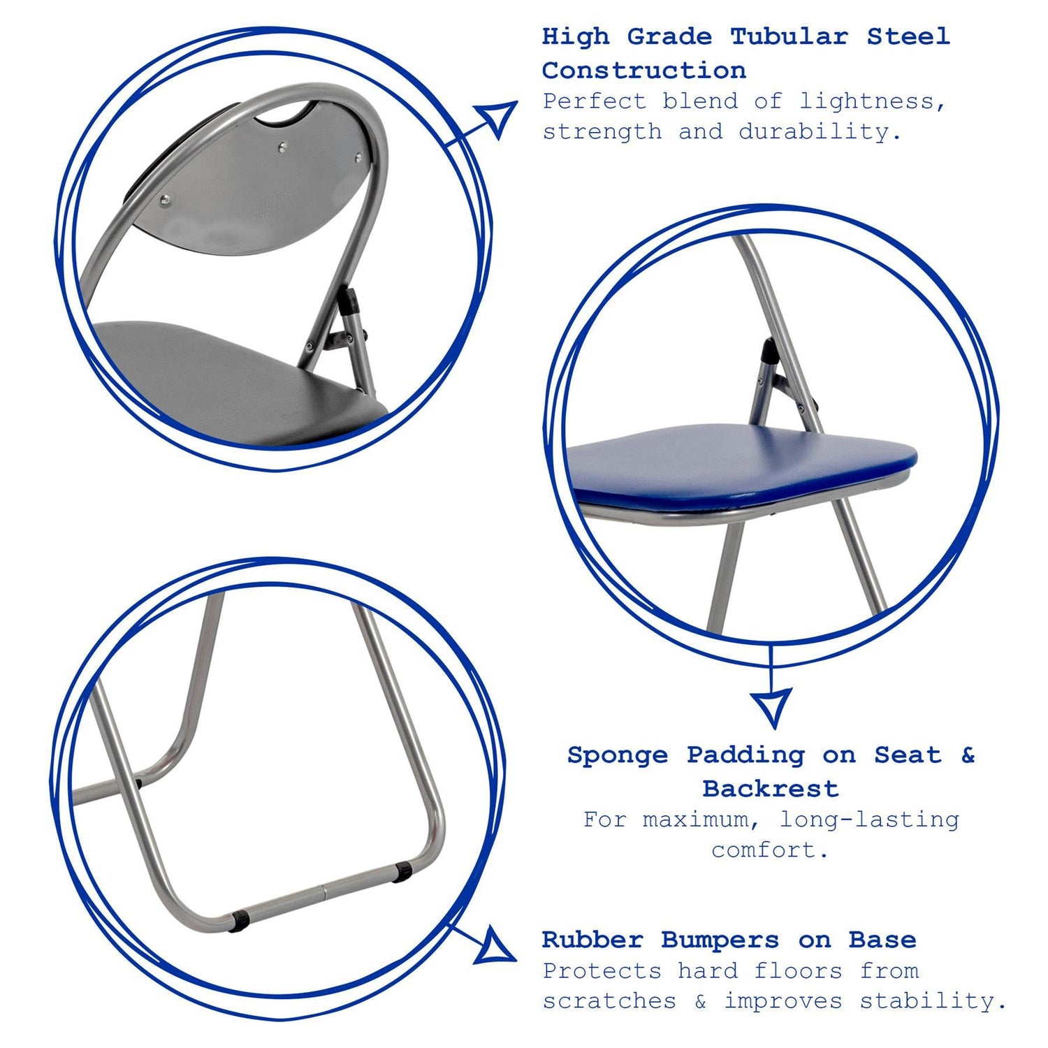 White Curved Padded Folding Chair - Pack of Six