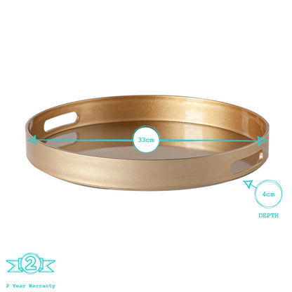 33cm Gold Round Lacquer Tray
