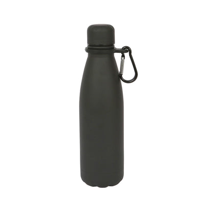 500ml Black Stainless Steel Water Bottle with Carabiner Clip