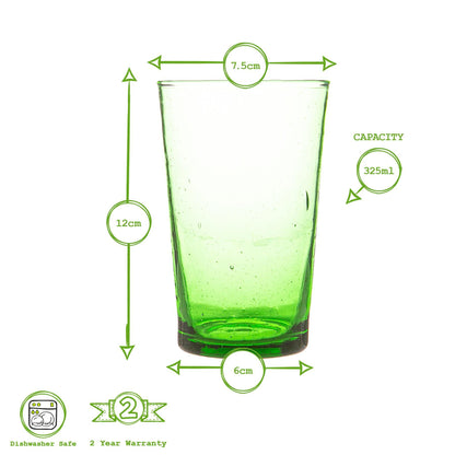 325ml Meknes Green Recycled Highball Glasses - Pack of Six