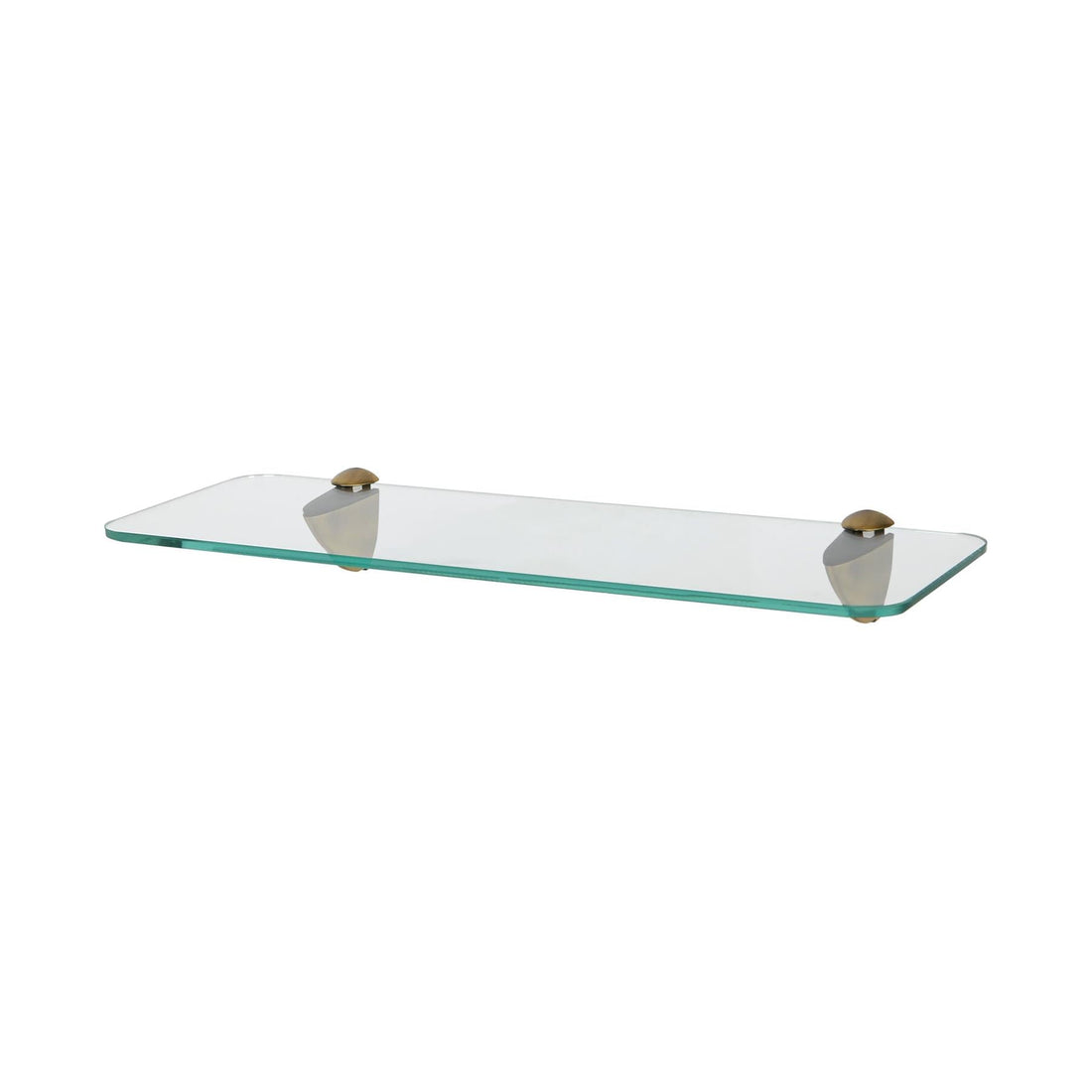 40cm Rounded Floating Glass Shelf with Gold Fixings