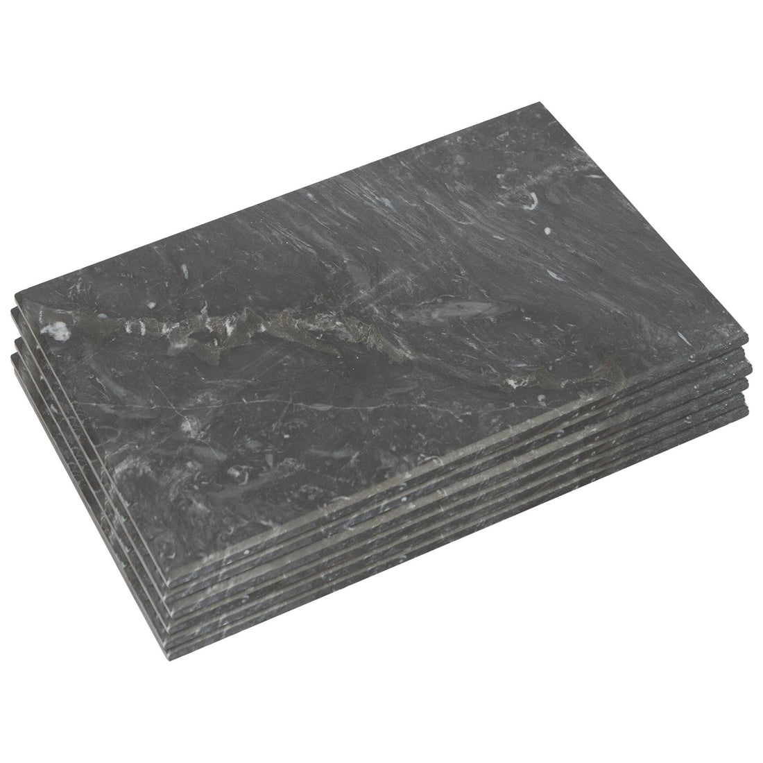 Black 40cm x 30cm Rectangular Marble Placemats - Pack of 6