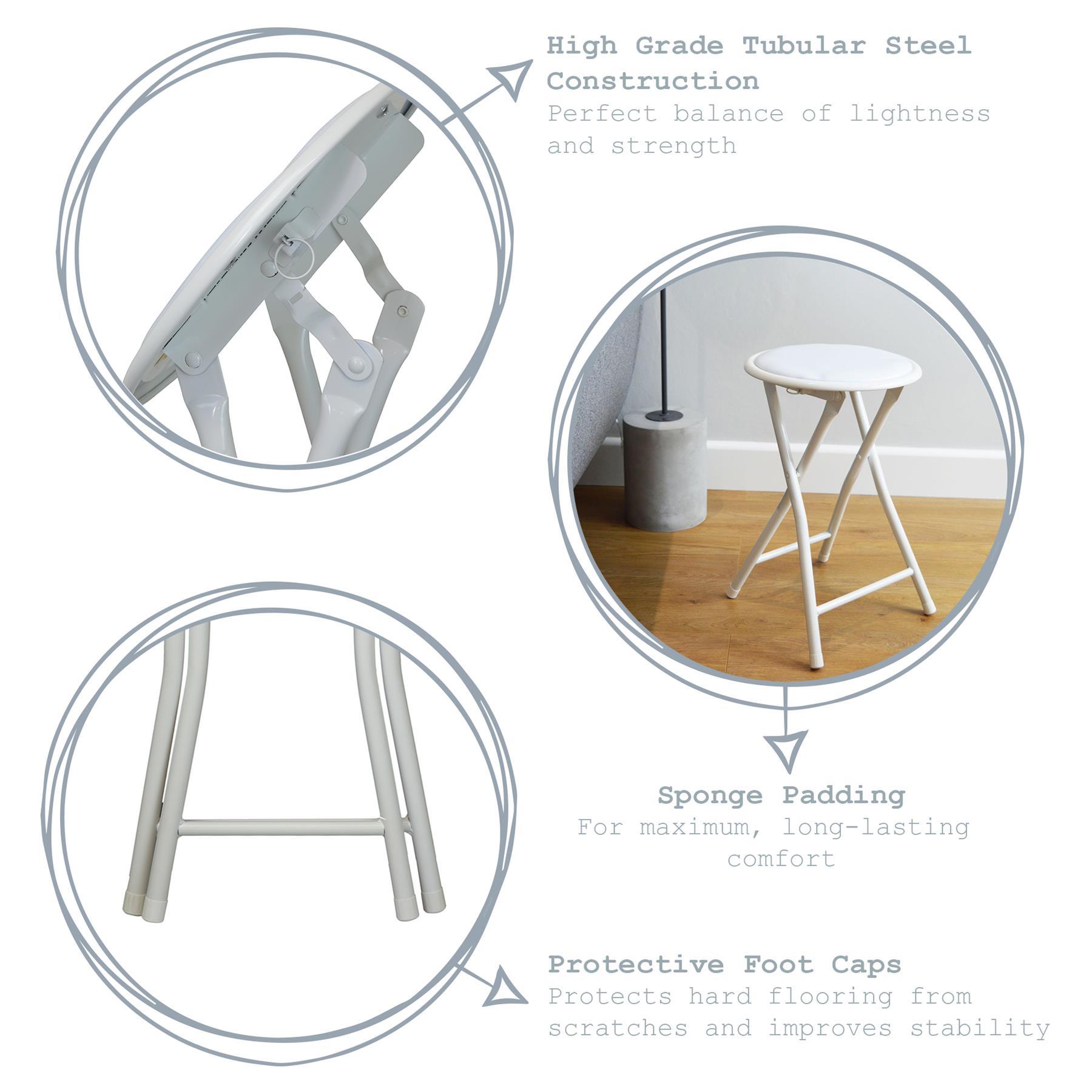 White Padded Folding Stool