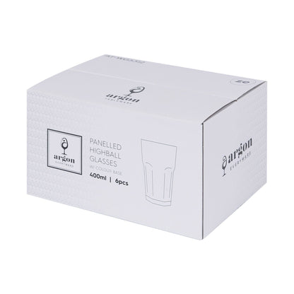 400ml Panelled Highball Glasses with Coloured Base - Pack of Six