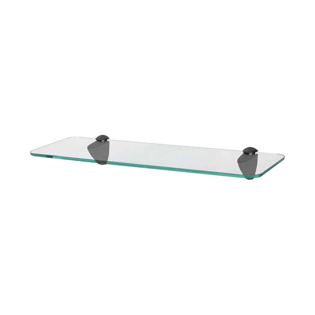 40cm Rounded Floating Glass Shelf with Black Fixings