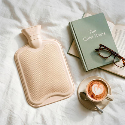 Hot Water Bottle with Plush Cover - 1.8L - Cream/Cream