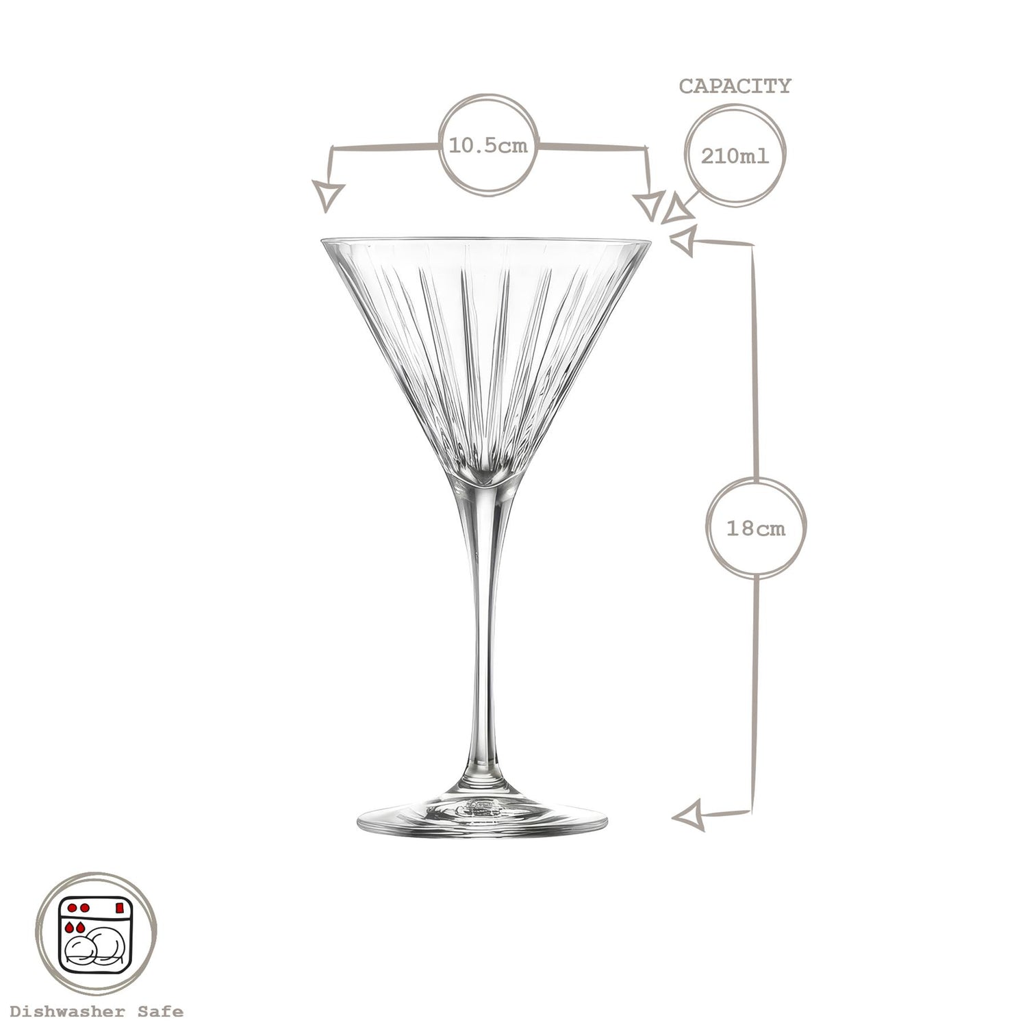 210ml Timeless Crystal Martini Glasses - Pack of Six