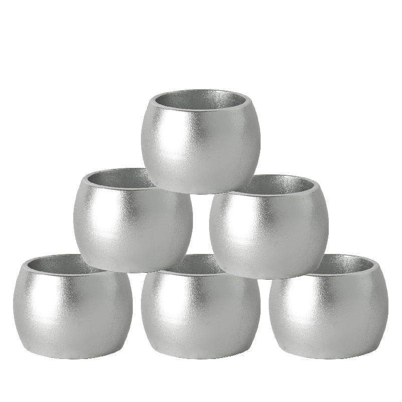 Metallic Silver Melamine Napkin Rings - Pack of Six