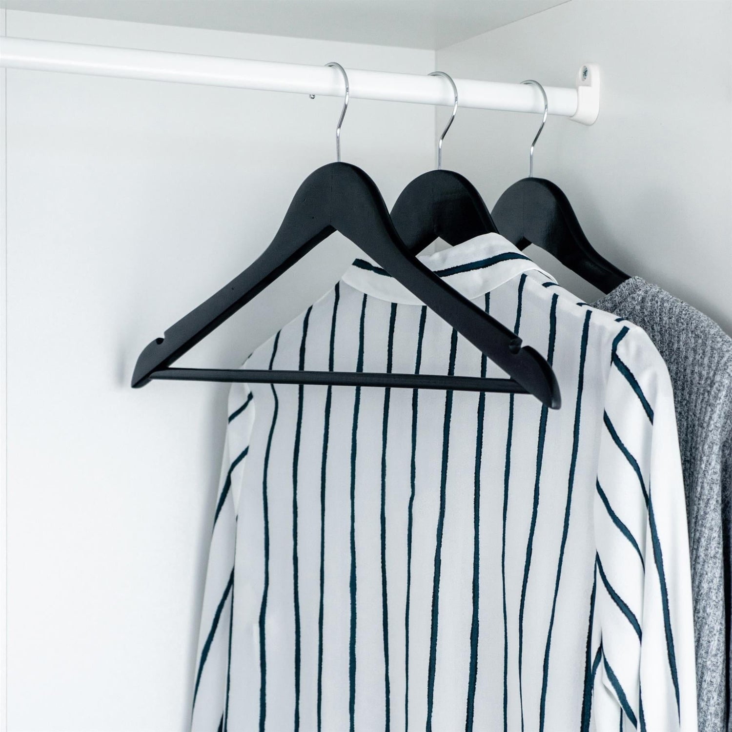 Black Wooden Coat Hangers - Pack of 10