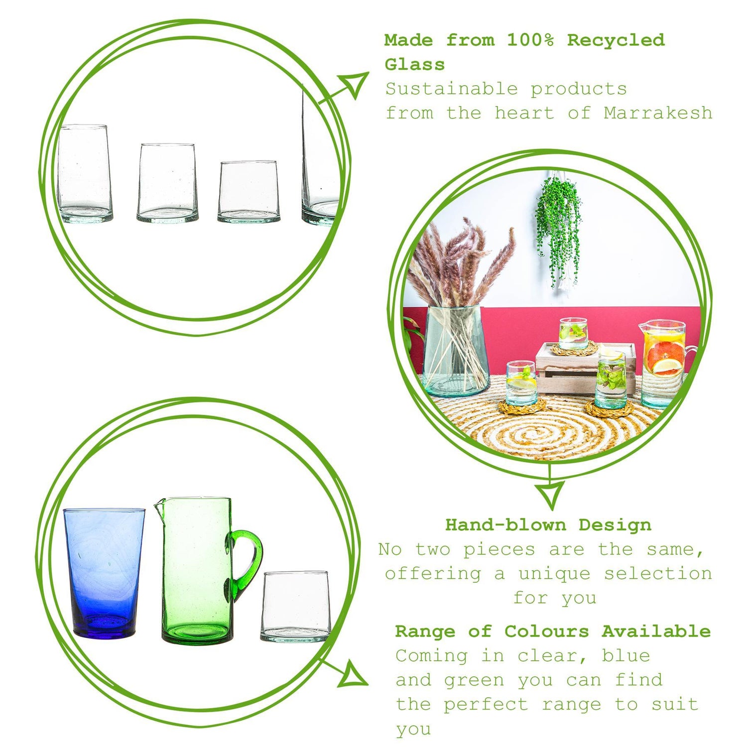 215ml Meknes Recycled Tumbler Glasses - Pack of Six