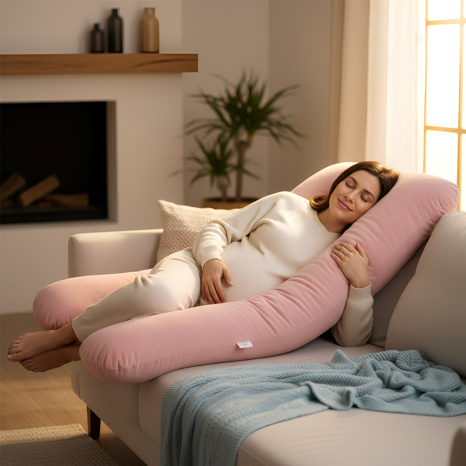 Pregnancy Pillow with Storage Bag - Pink