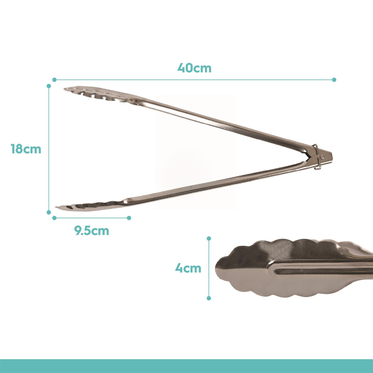 All-Purpose Stainless Steel Kitchen Tongs - 40cm