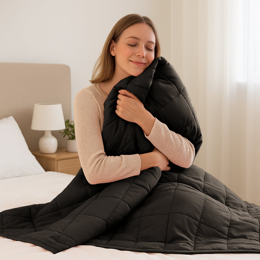 Weighted Blanket with Storage Bag - 125 x 150cm - 4kg - Black