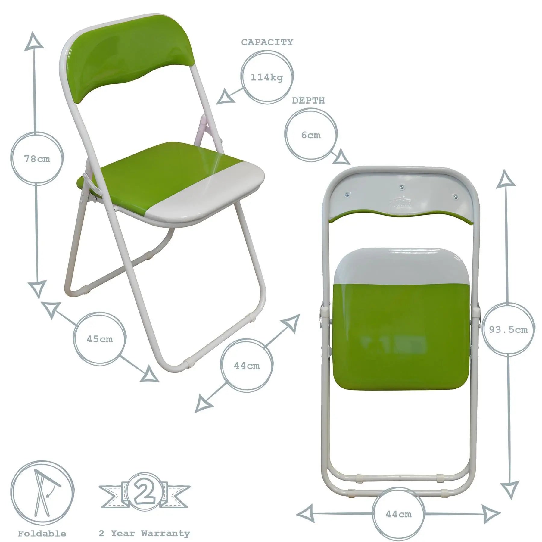 Green Wave Padded Folding Chair