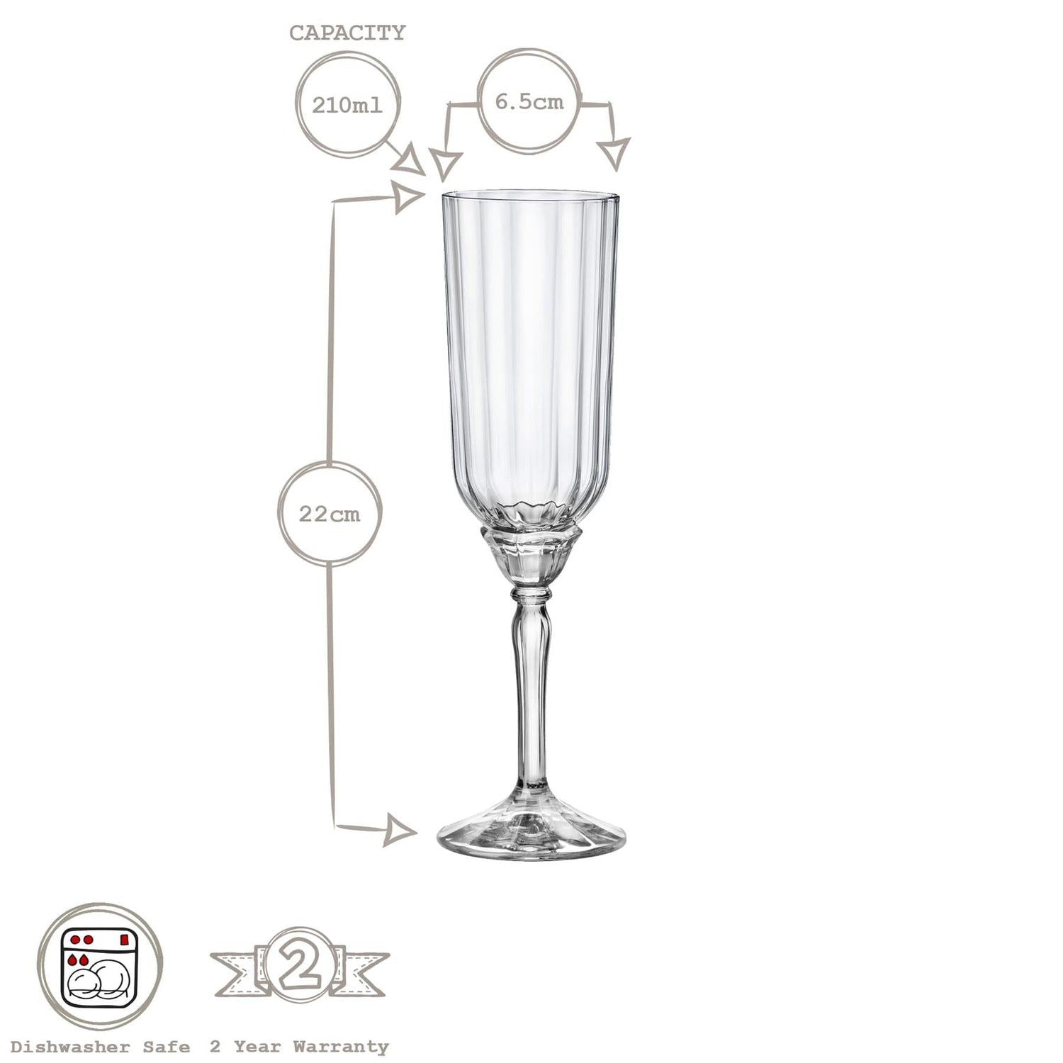 210ml Blue Florian Champagne Flutes - Pack of Six