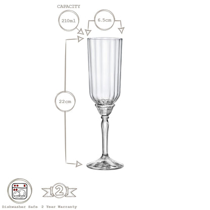 210ml Blue Florian Champagne Flutes - Pack of Six