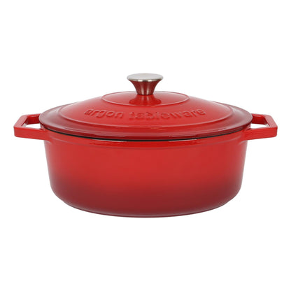 4.68L Red Ombre Oval Cast Iron Casserole Dish