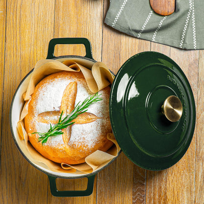 4.5L Dark Green Cast Iron Casserole Dish