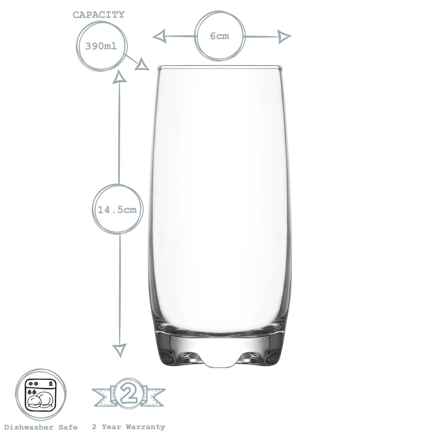 390ml Coloured Adora Premium Highball Glasses - Pack of Six