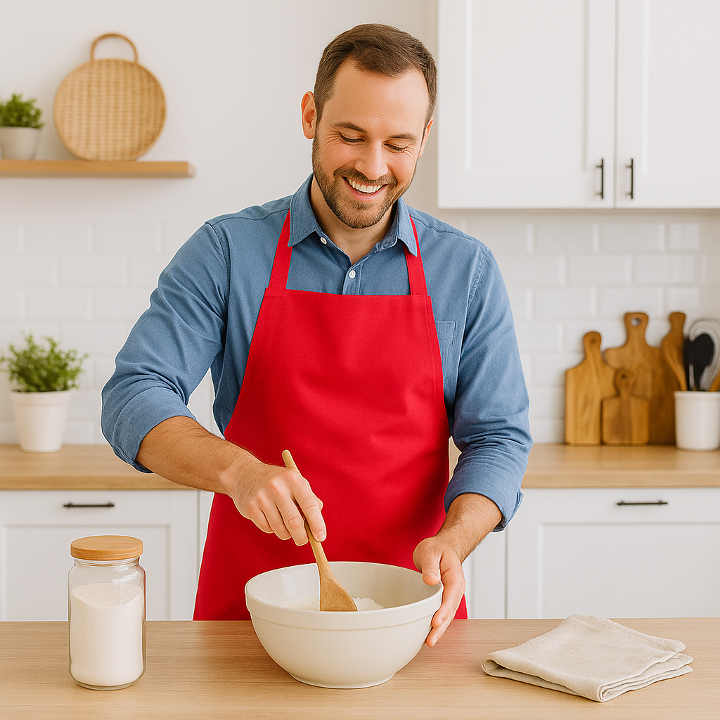 Red Cotton Kitchen Bib Apron - One Size