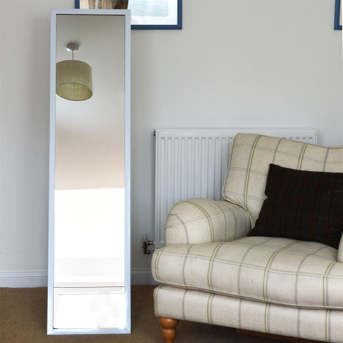 137cm x 35.5cm White Square Full-Length Mirror
