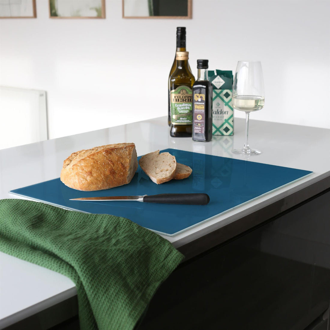 Blue 40cm x 30cm Glass Chopping Board