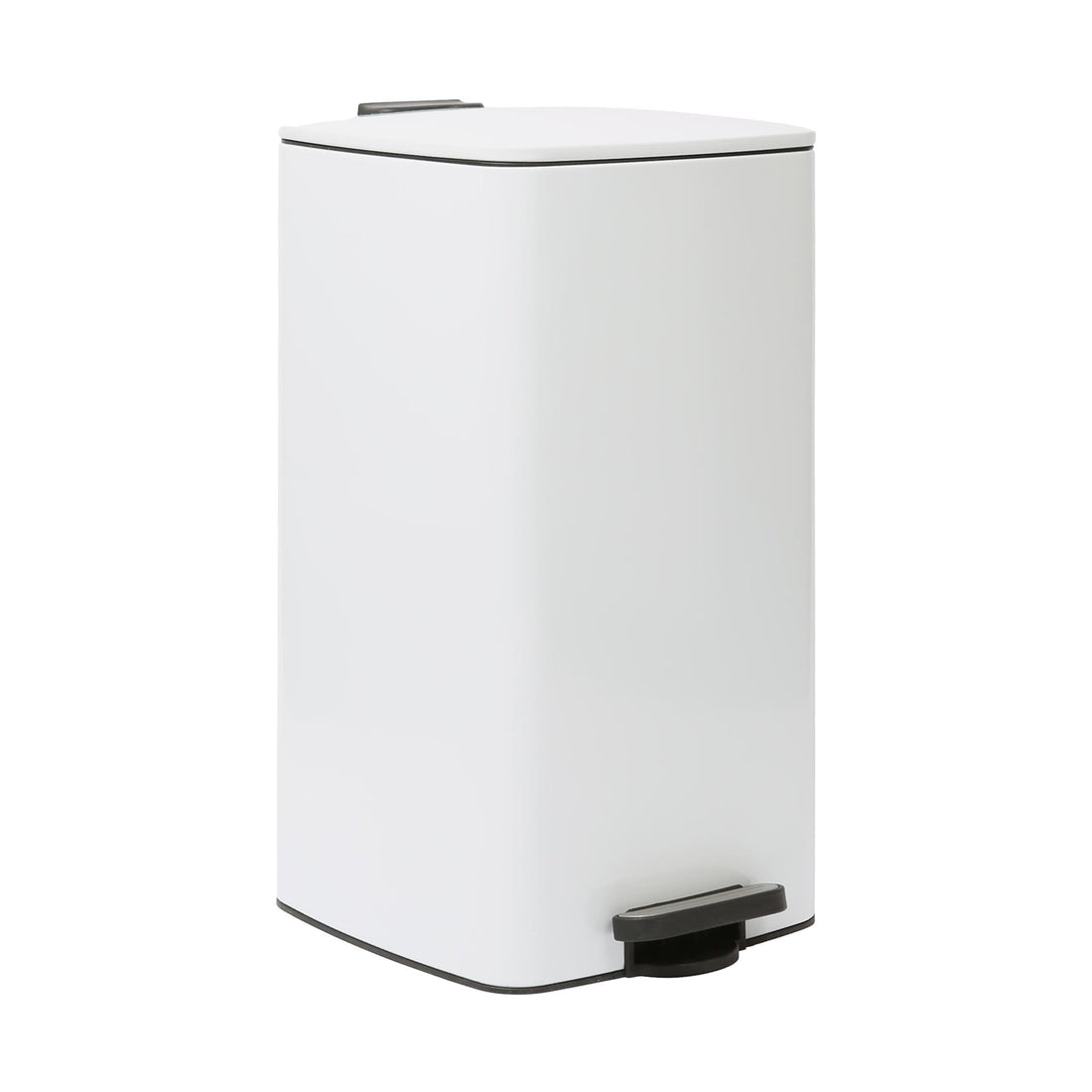 30L Square White Stainless Steel Kitchen Pedal Bin