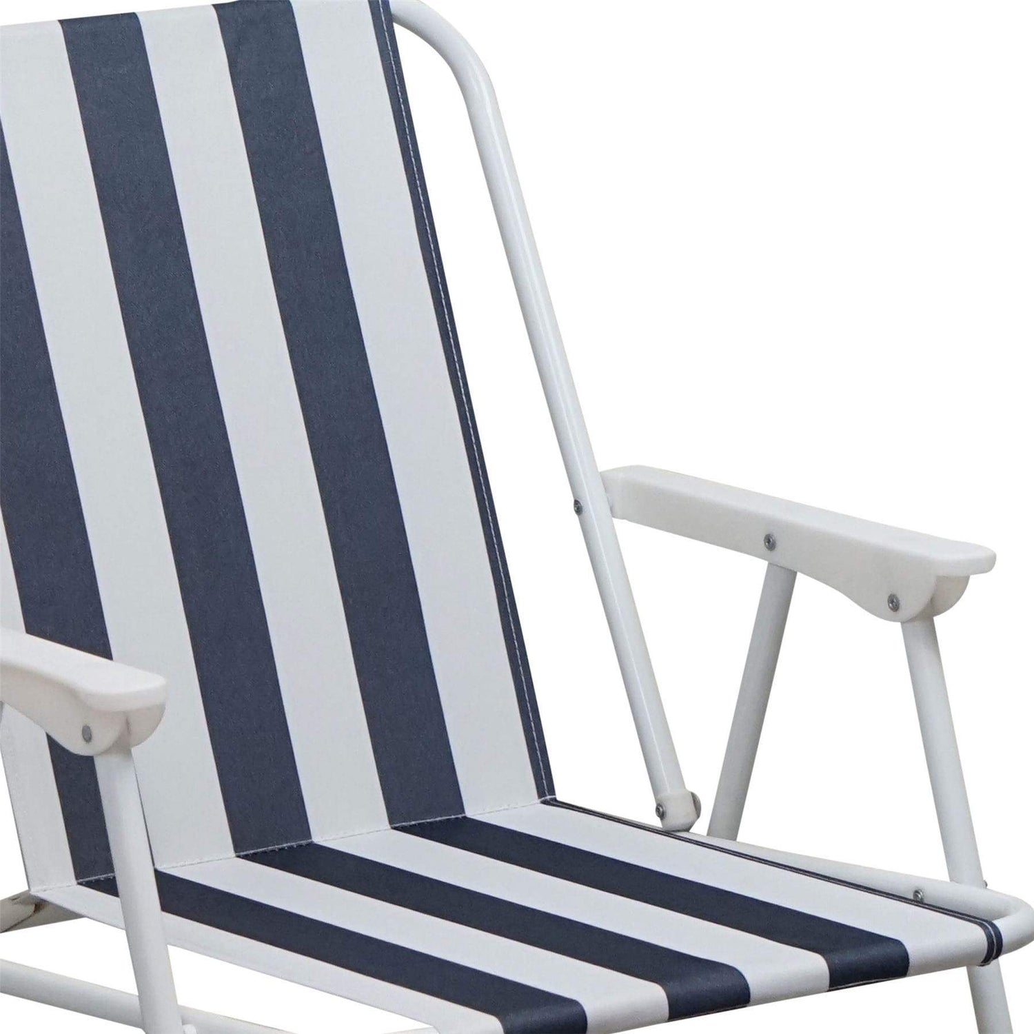 Blue &amp; White Folding Metal Beach Chairs - Pack of Two