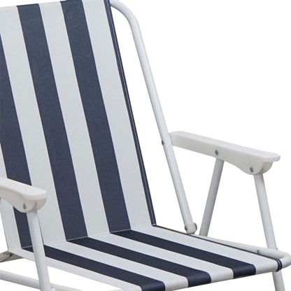 Blue &amp; White Folding Metal Beach Chairs - Pack of Two