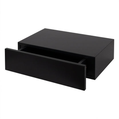 Wooden Floating Shelf with Drawer - 40cm - Black