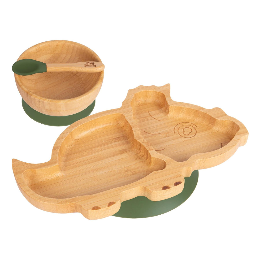 Dani the Dinosaur Bamboo Suction Dinner Set - Olive
