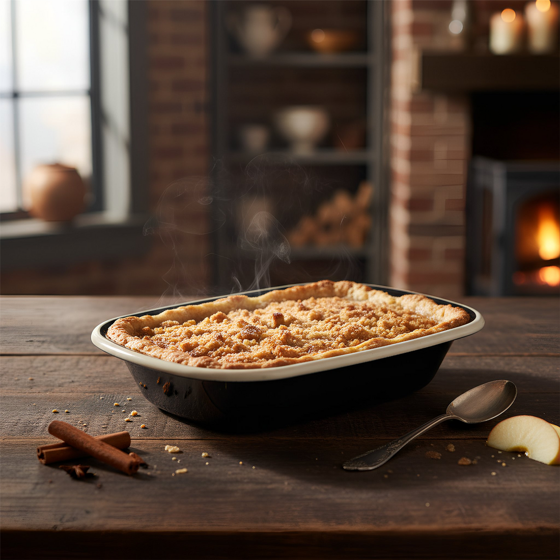Black Enamel Pie Dishes - 18 x 13.5cm - White - Pack of 6