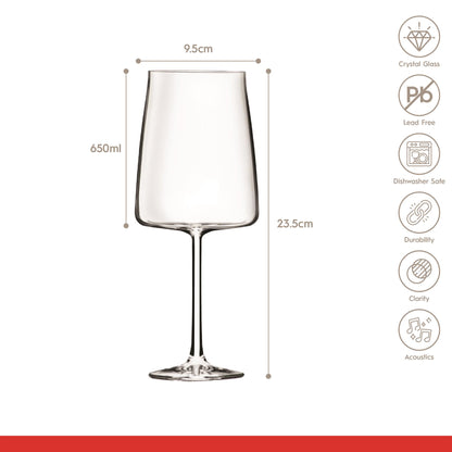 650ml Essential Crystal Red Wine Glasses - Pack of 6