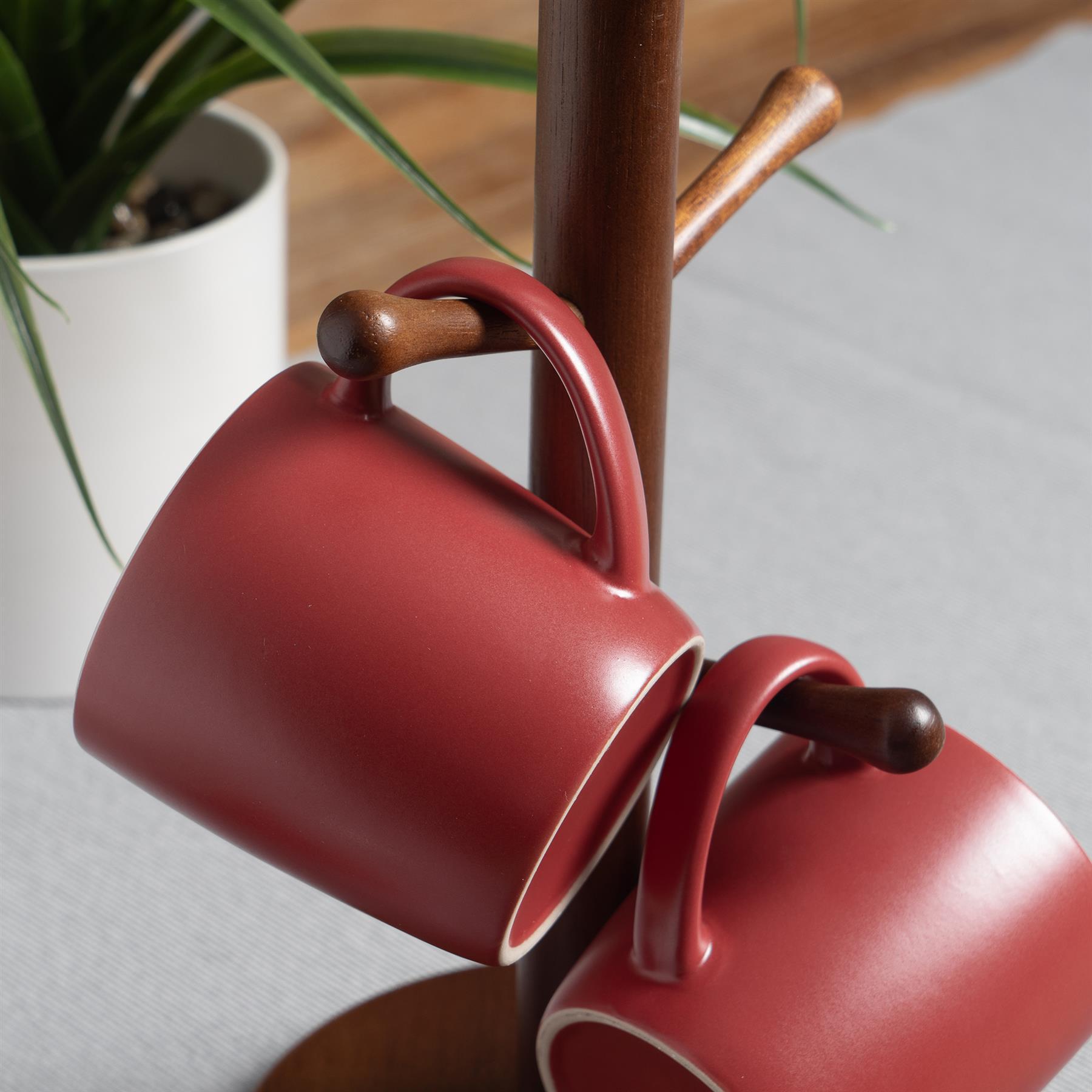350ml Matt Red Coloured Coffee Mugs - Pack of Six
