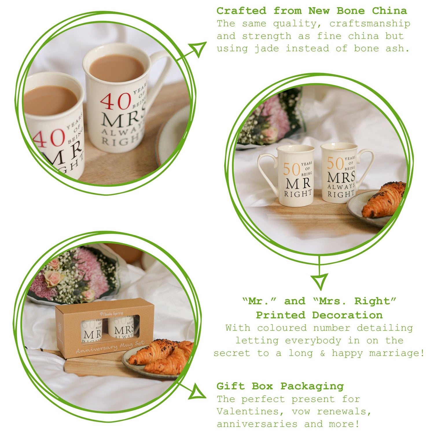 40th Anniversary New Bone China Mug Set - 300ml