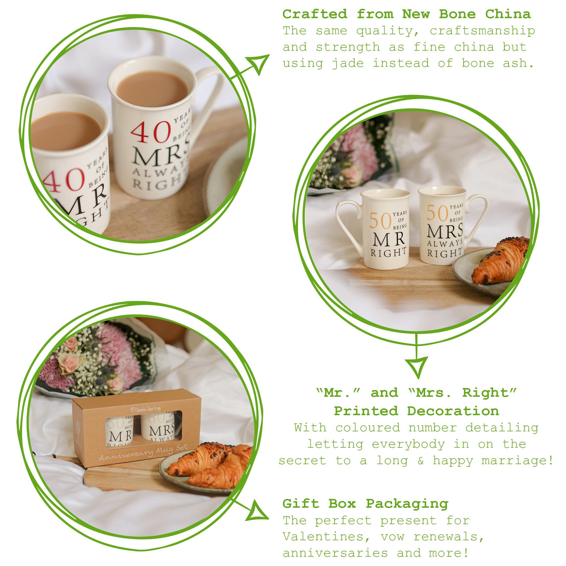 40th Anniversary New Bone China Mug Set - 300ml