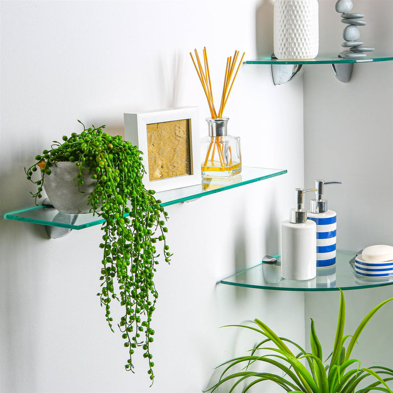 Floating Glass Wall Shelf - 60cm - By Harbour Housewares