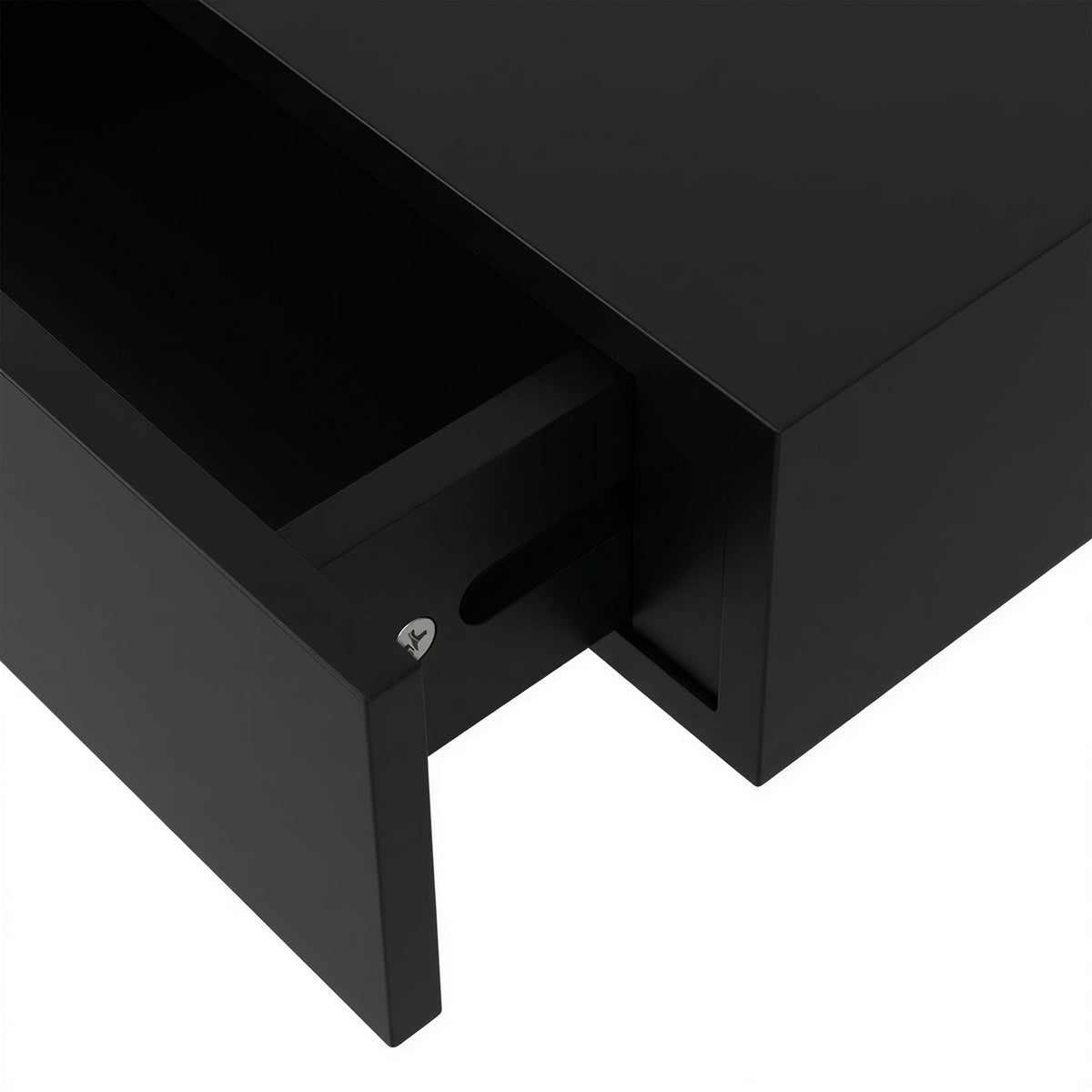 Wooden Floating Shelf with Drawer - 40cm - Black