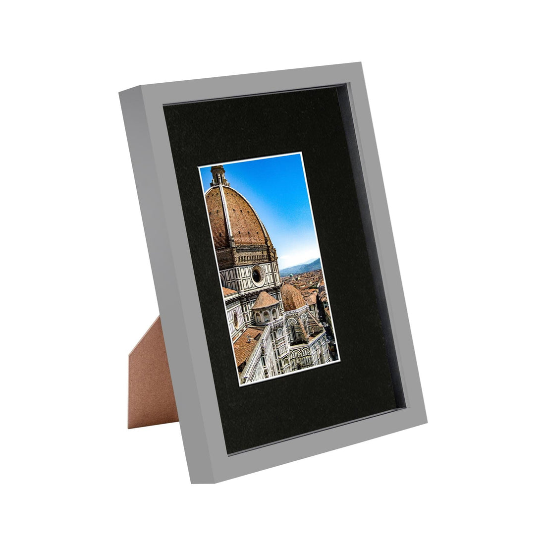 Grey A4 (8" x 12") Shadow Box Photo Frame with A5 Black Mount