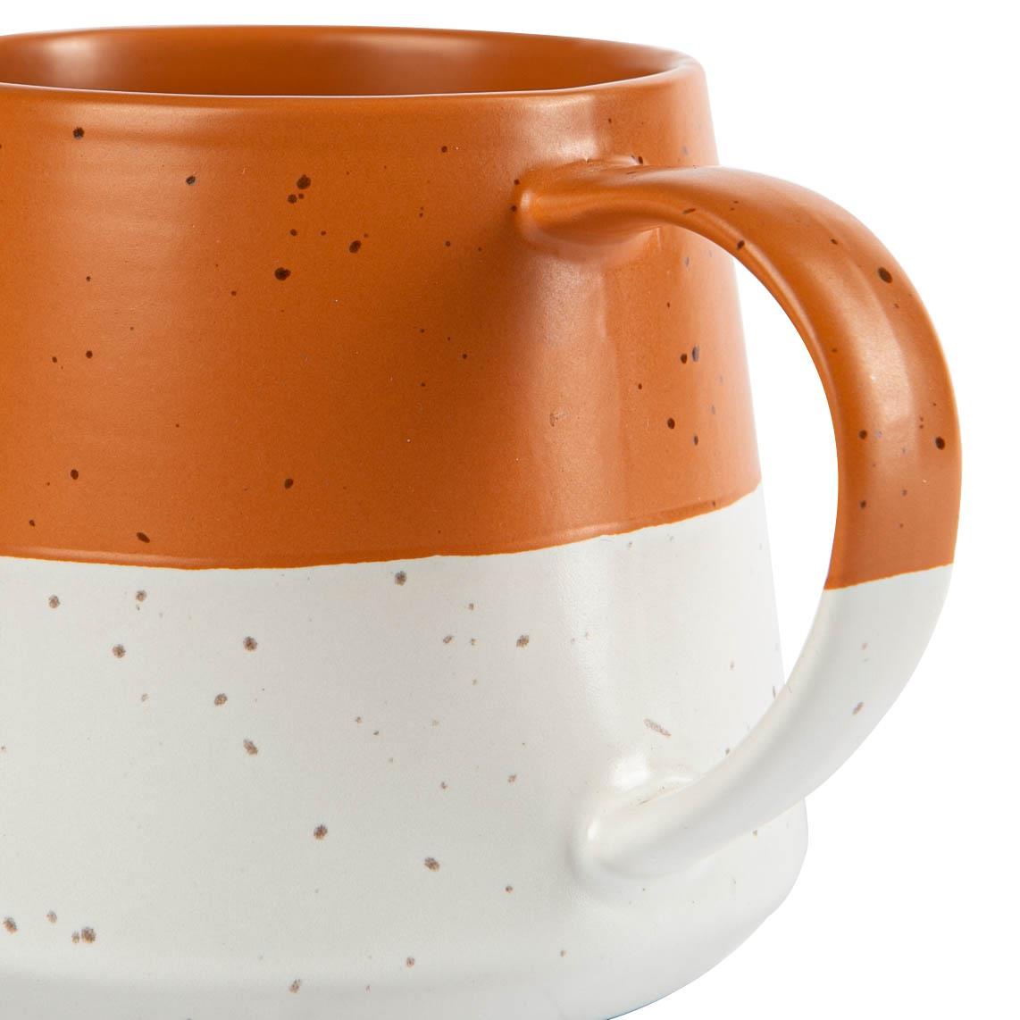 370ml Orange Colour Block Flecked Stoneware Belly Mug