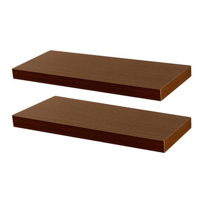 60cm Walnut Modern Floating Shelves - Pack of Two