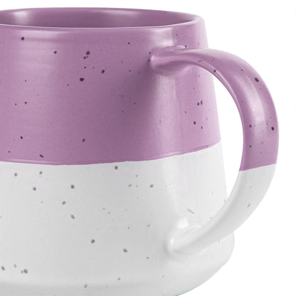 370ml Colour Block Flecked Stoneware Belly Mug - Lavender