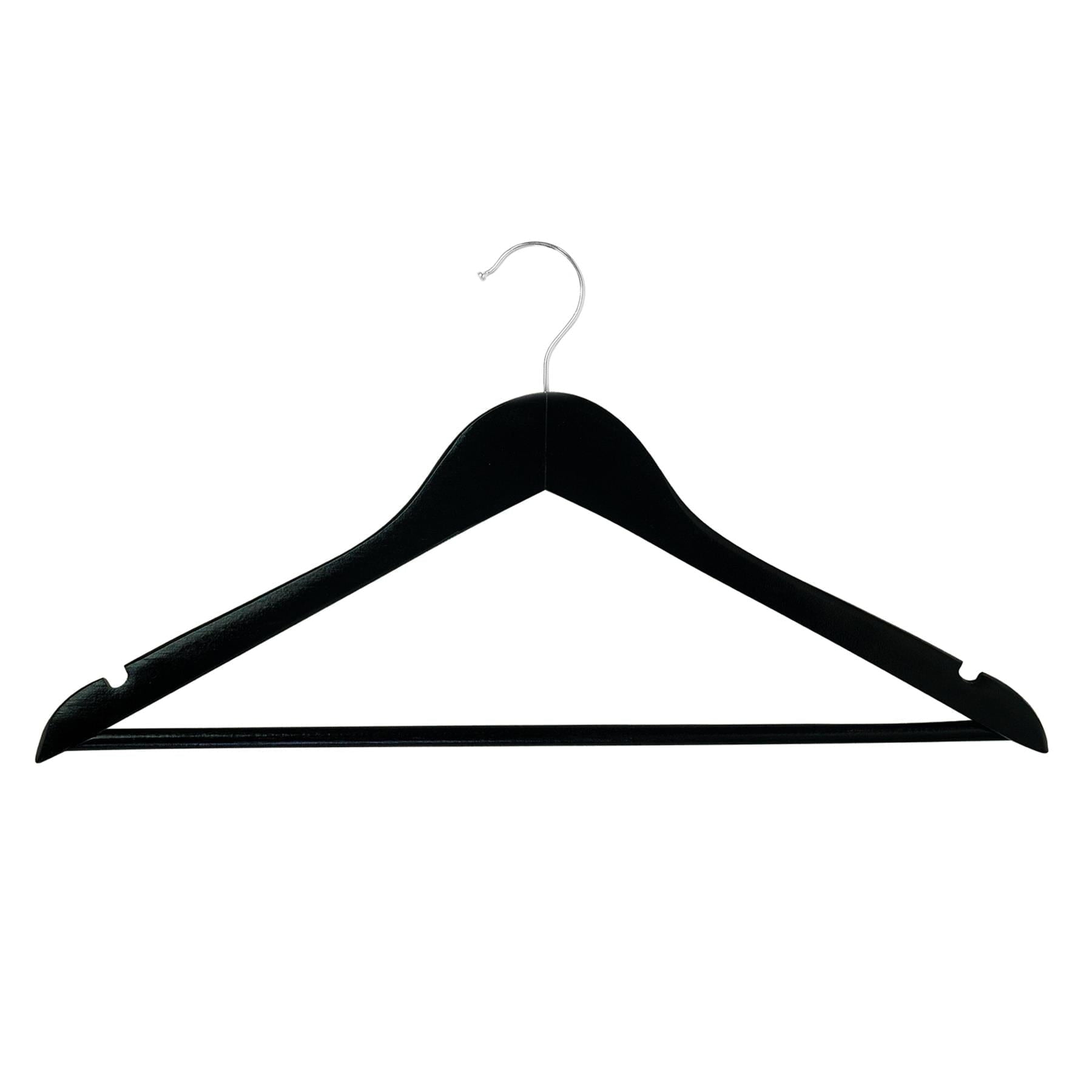 Black Wooden Coat Hangers - Pack of 10